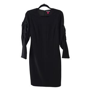 Vince Camuto Womens Mini Dress Small Black Cocktail Ruched Bubble Sleeve Classic